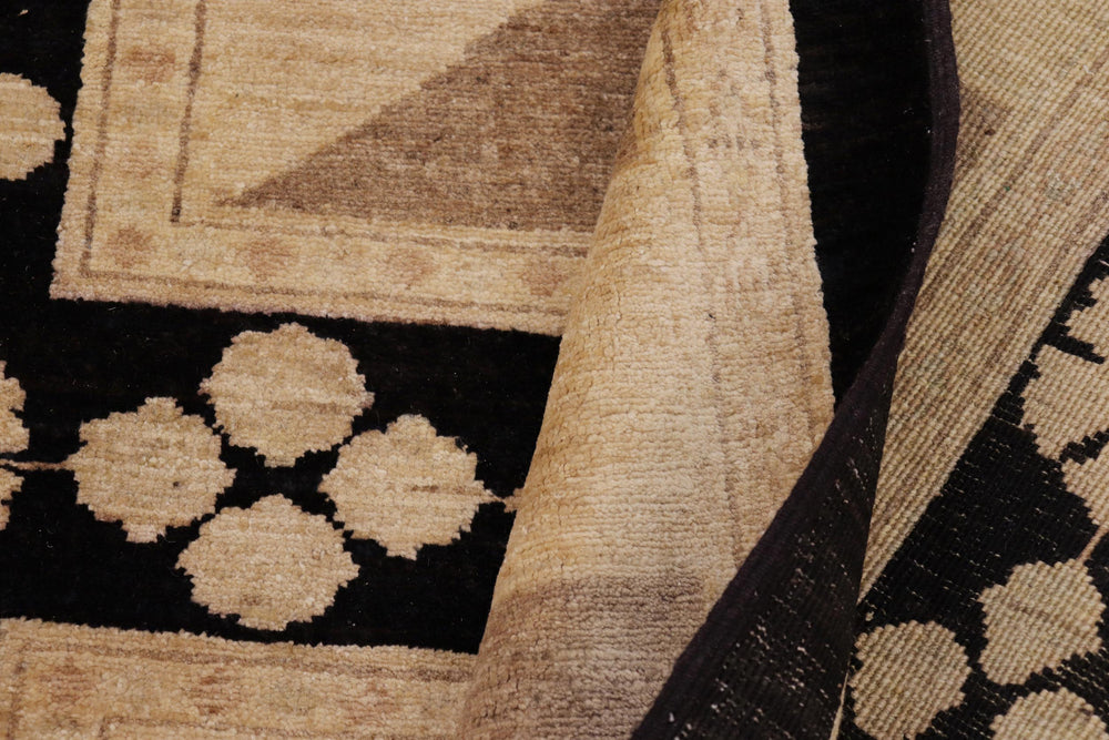 handmade Transitional Kafkaz Beige Black Hand Knotted RECTANGLE 100% WOOL area rug 9' x 12'