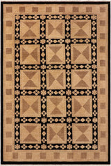 handmade Transitional Kafkaz Beige Black Hand Knotted RECTANGLE 100% WOOL area rug 9 x 12