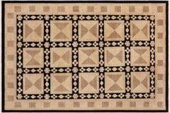 handmade Transitional Kafkaz Beige Black Hand Knotted RECTANGLE 100% WOOL area rug 9' x 12'
