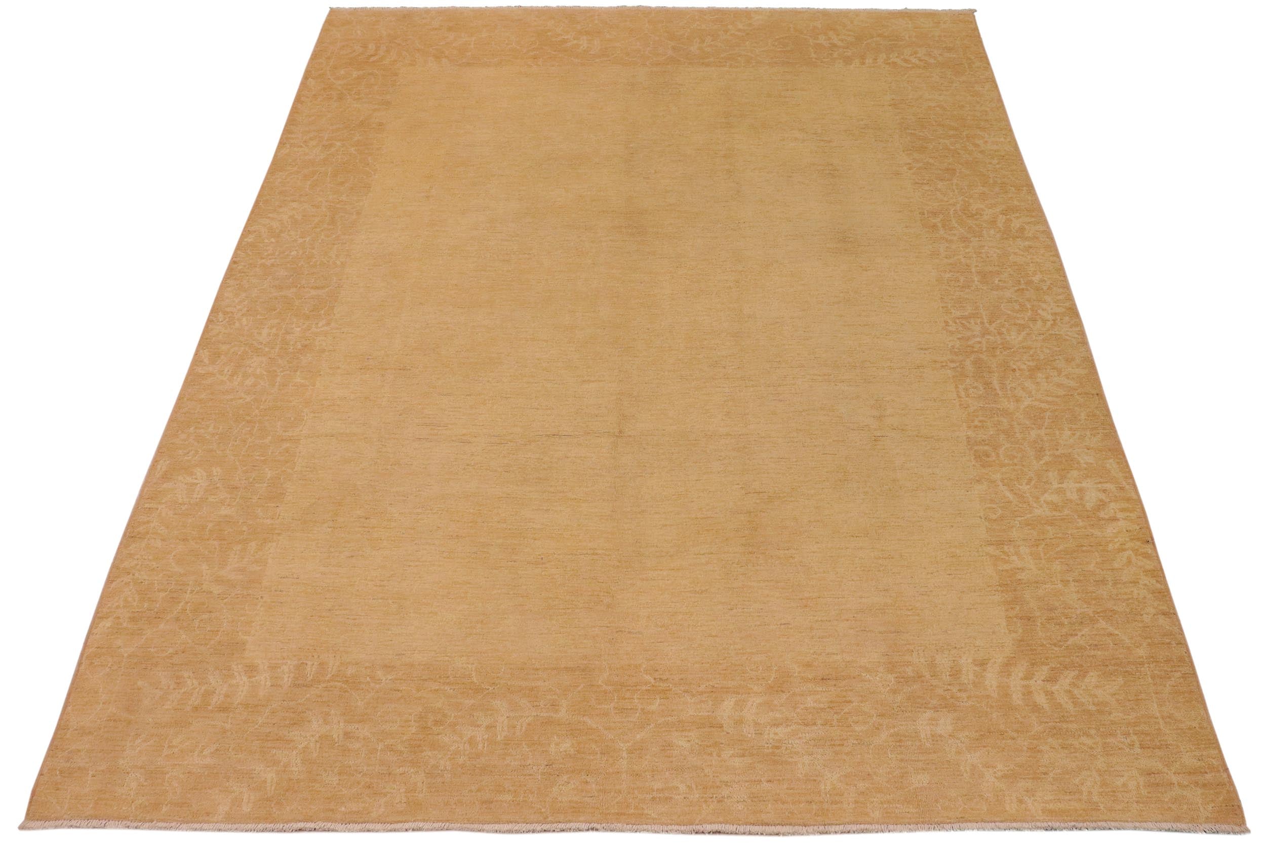 handmade Modern Kafkaz Tan Beige Hand Knotted RECTANGLE 100% WOOL area rug 9' x 11'