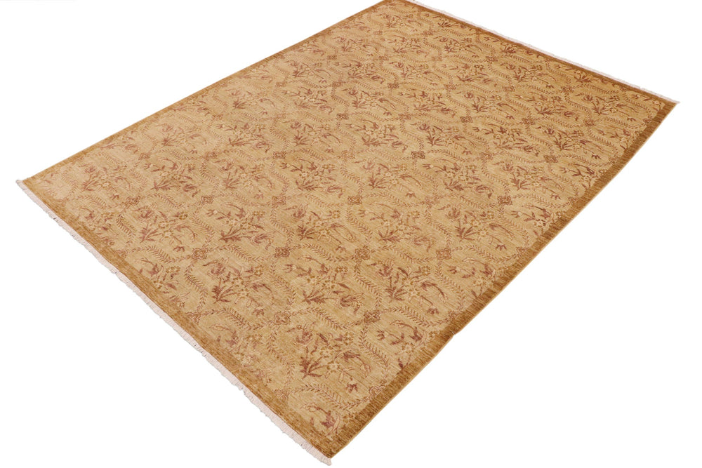 handmade Modern Kafkaz Green Brown Hand Knotted RECTANGLE 100% WOOL area rug 9' x 12'