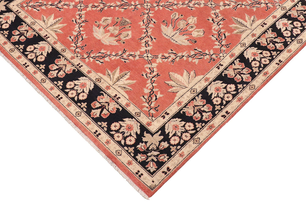 handmade Transitional Kafkaz Orange Black Hand Knotted RECTANGLE 100% WOOL area rug 9' x 12'