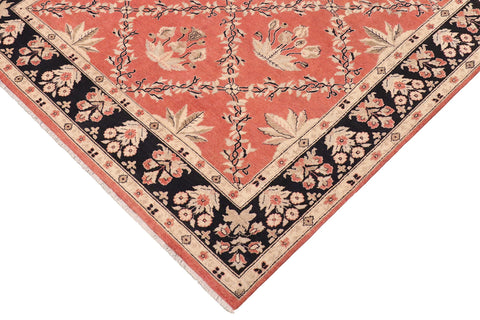 handmade Transitional Kafkaz Orange Black Hand Knotted RECTANGLE 100% WOOL area rug 9' x 12'