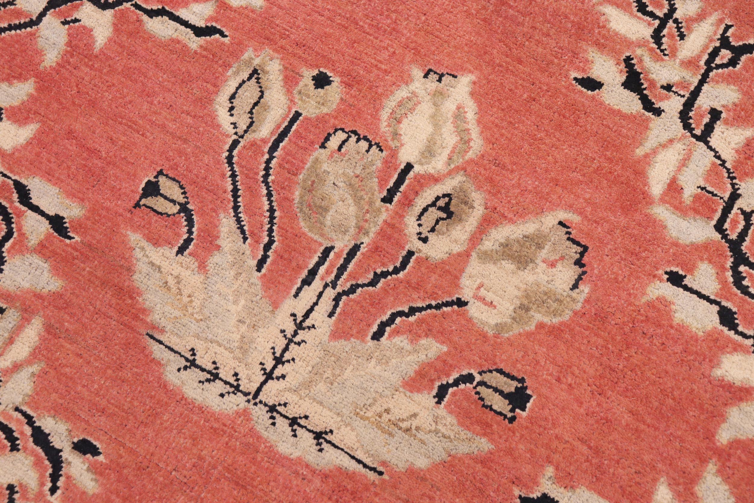 handmade Transitional Kafkaz Orange Black Hand Knotted RECTANGLE 100% WOOL area rug 9' x 12'