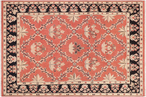 handmade Transitional Kafkaz Orange Black Hand Knotted RECTANGLE 100% WOOL area rug 9' x 12'