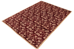 handmade Modern Kafkaz Wine Red Lt. Brown Hand Knotted RECTANGLE 100% WOOL area rug 9' x 12'