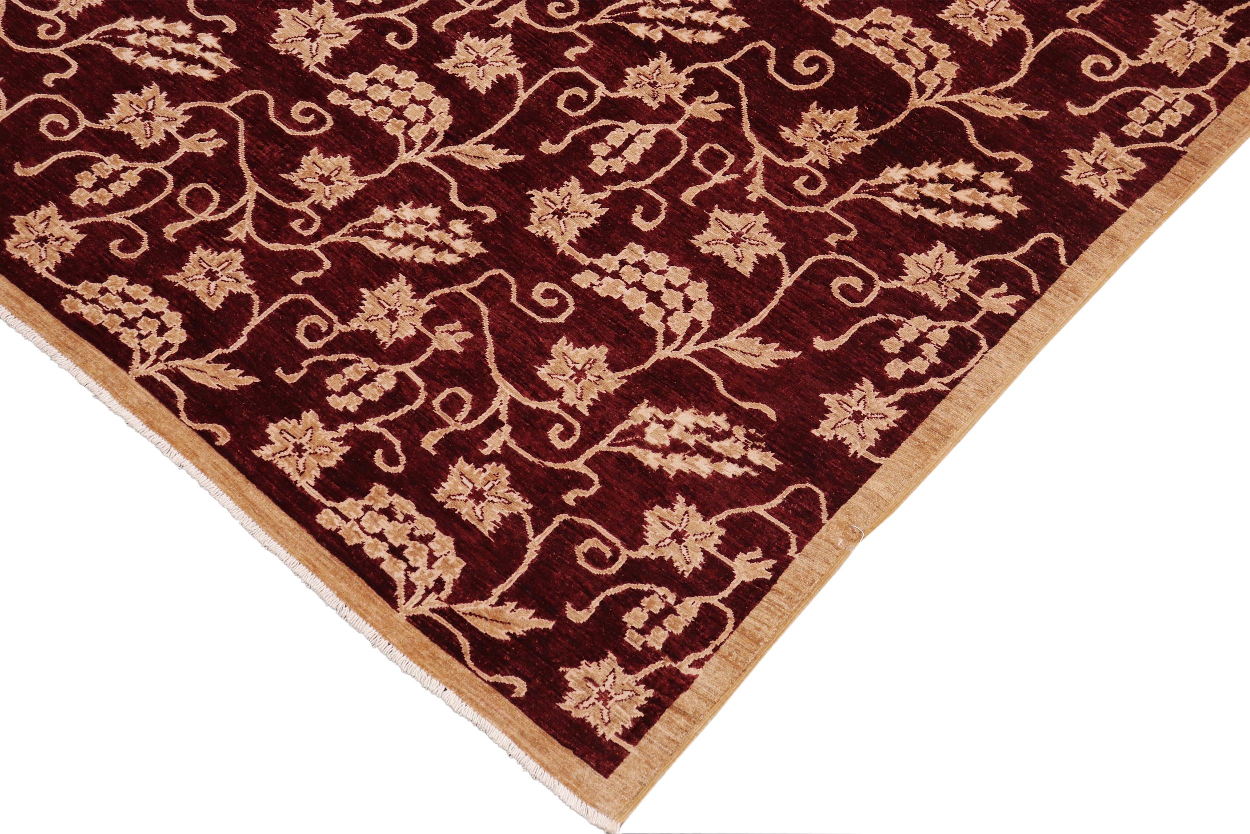 handmade Modern Kafkaz Wine Red Lt. Brown Hand Knotted RECTANGLE 100% WOOL area rug 9' x 12'