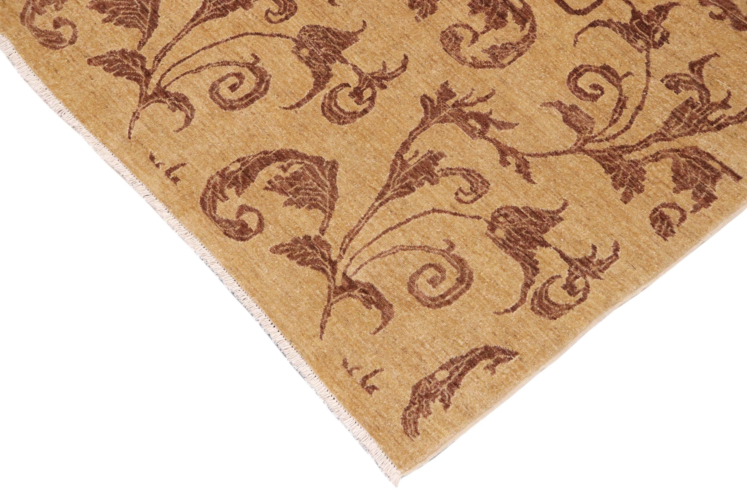 handmade Modern Kafkaz Tan Brown Hand Knotted RECTANGLE 100% WOOL area rug 9' x 12'