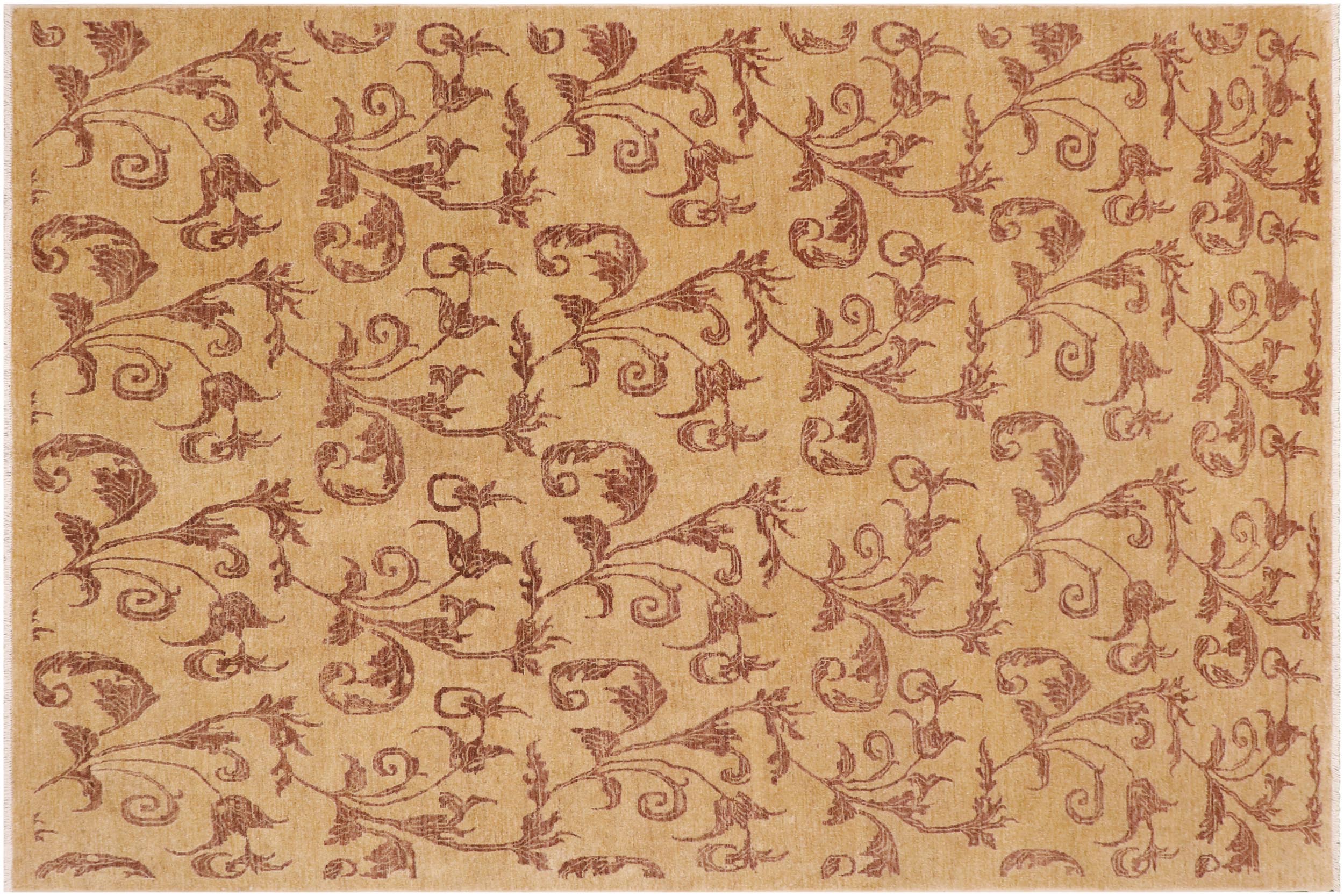 handmade Modern Kafkaz Tan Brown Hand Knotted RECTANGLE 100% WOOL area rug 9' x 12'