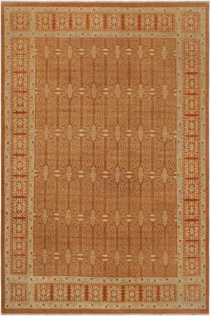 handmade Transitional Kafkaz Brown Rust Hand Knotted RECTANGLE 100% WOOL area rug 9 x 12