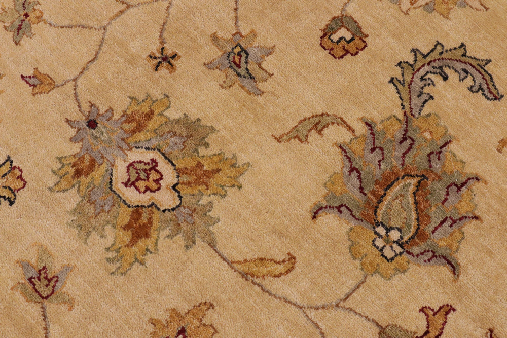 handmade Transitional Kafkaz Tan Beige Hand Knotted RECTANGLE 100% WOOL area rug 9' x 12'