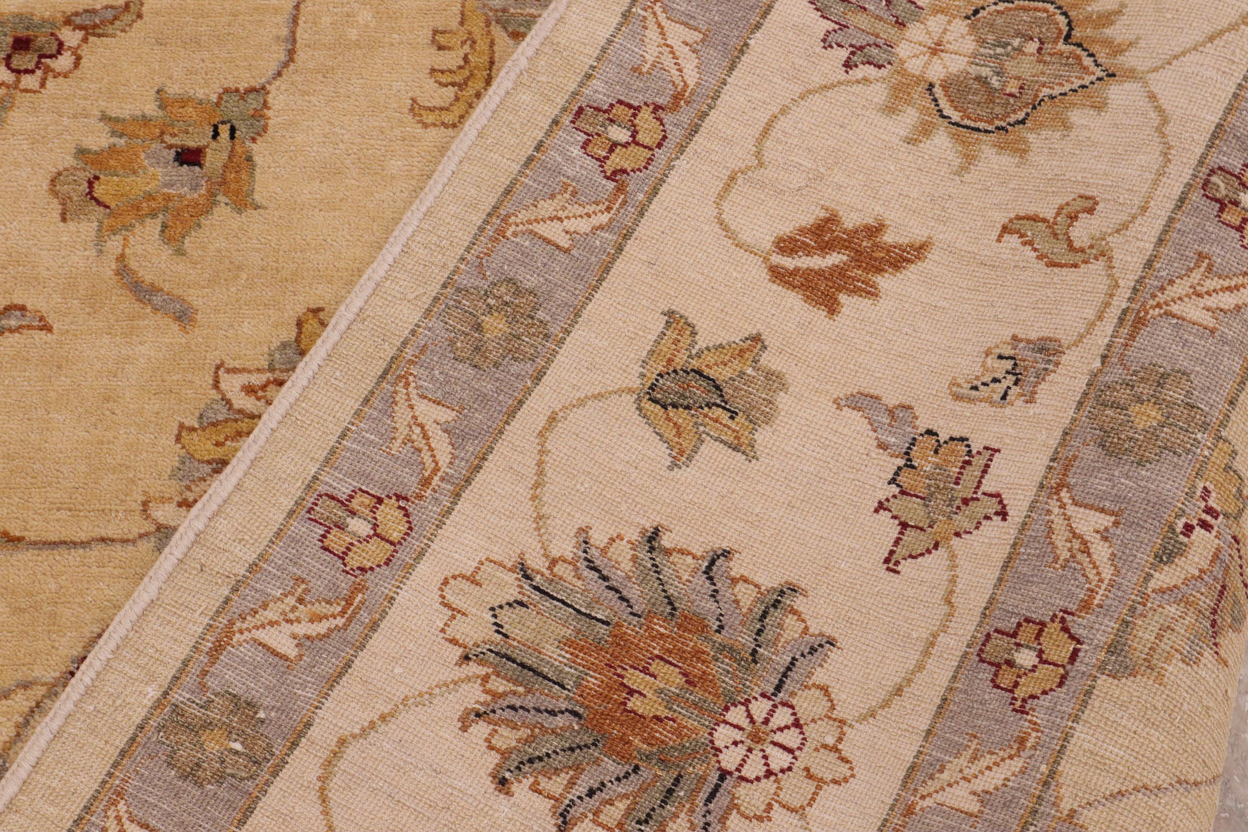 handmade Transitional Kafkaz Tan Beige Hand Knotted RECTANGLE 100% WOOL area rug 9' x 12'