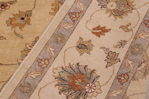 handmade Transitional Kafkaz Tan Beige Hand Knotted RECTANGLE 100% WOOL area rug 9' x 12'