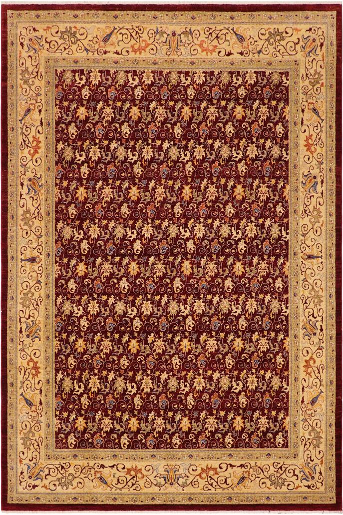 handmade Transitional Kafkaz Burgundy Tan Hand Knotted RECTANGLE 100% WOOL area rug 9 x 12