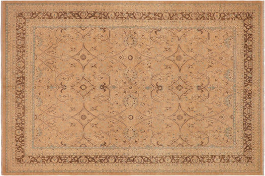handmade Traditional Kafkaz Sand Brown Hand Knotted RECTANGLE 100% WOOL area rug 9x12