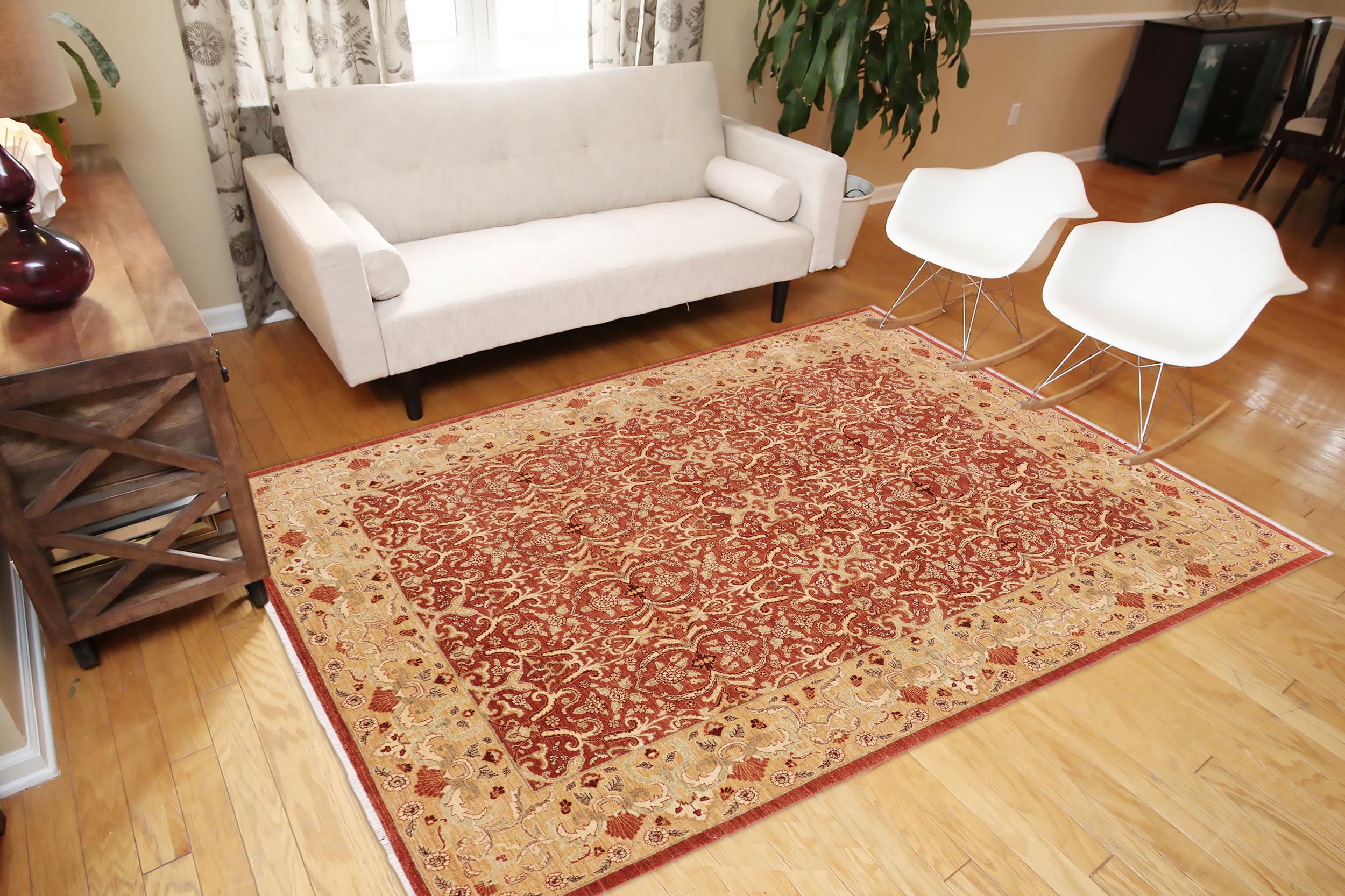 handmade Transitional Kafkaz Rust Gold Hand Knotted RECTANGLE 100% WOOL area rug 9' x 13'