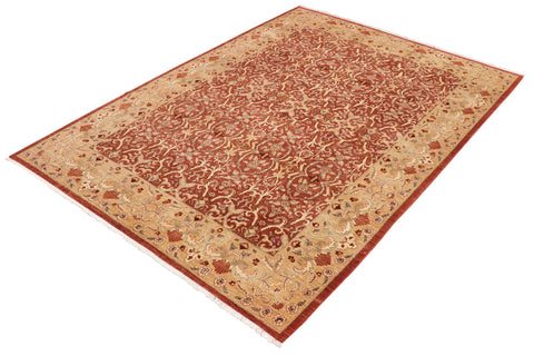 handmade Transitional Kafkaz Rust Gold Hand Knotted RECTANGLE 100% WOOL area rug 9' x 13'