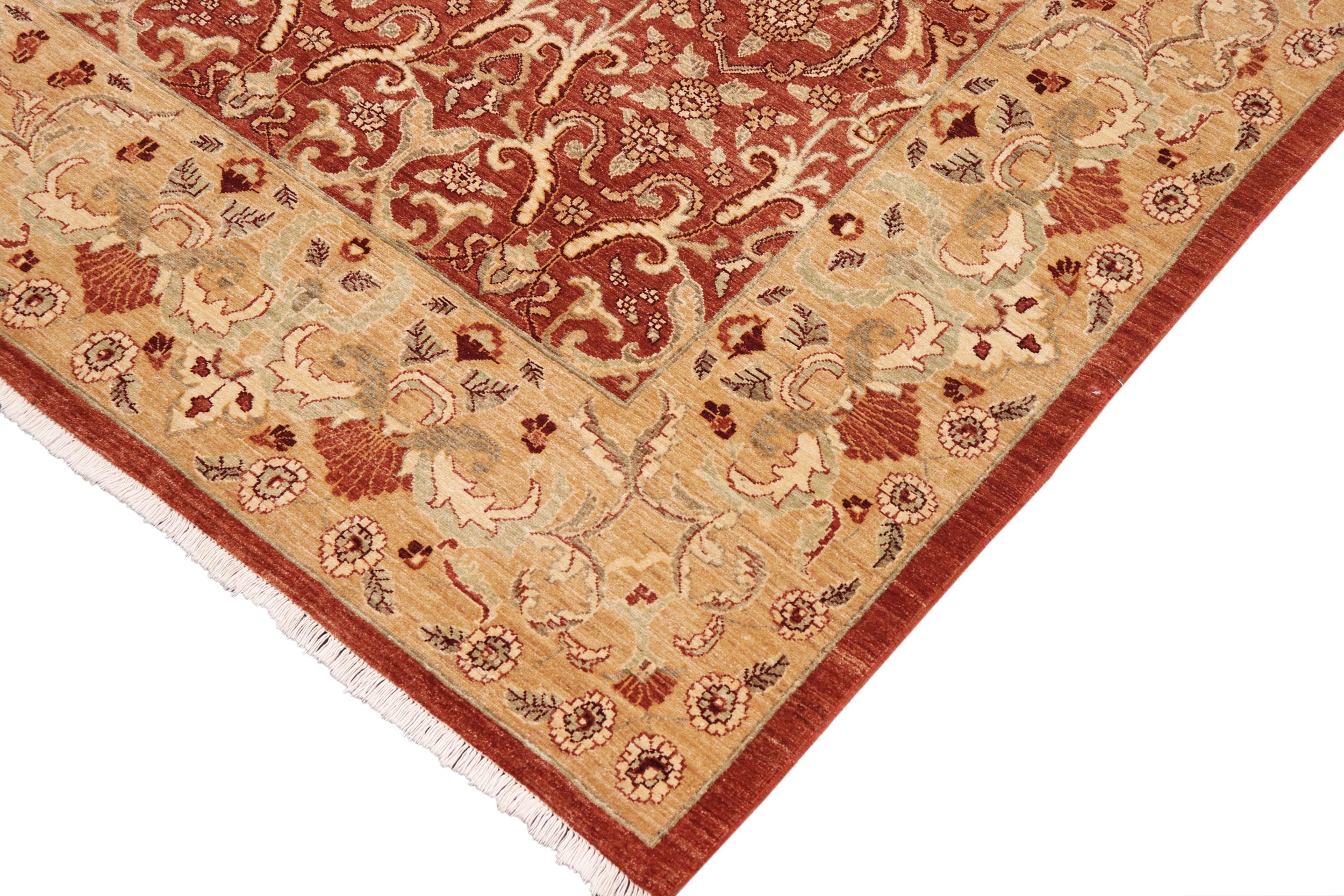 handmade Transitional Kafkaz Rust Gold Hand Knotted RECTANGLE 100% WOOL area rug 9' x 13'