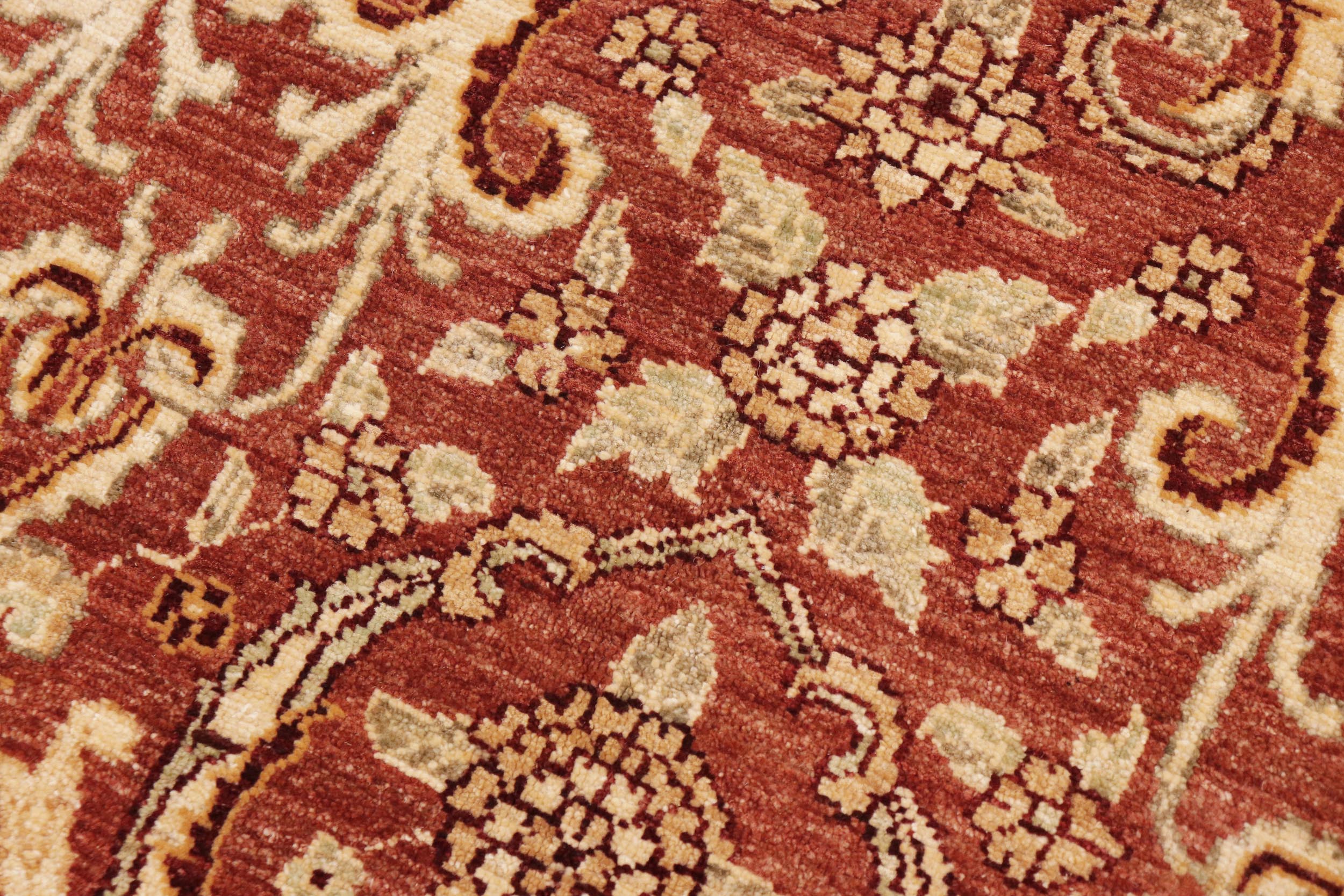 handmade Transitional Kafkaz Rust Gold Hand Knotted RECTANGLE 100% WOOL area rug 9' x 13'