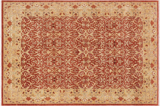 handmade Transitional Kafkaz Rust Gold Hand Knotted RECTANGLE 100% WOOL area rug 9' x 13'