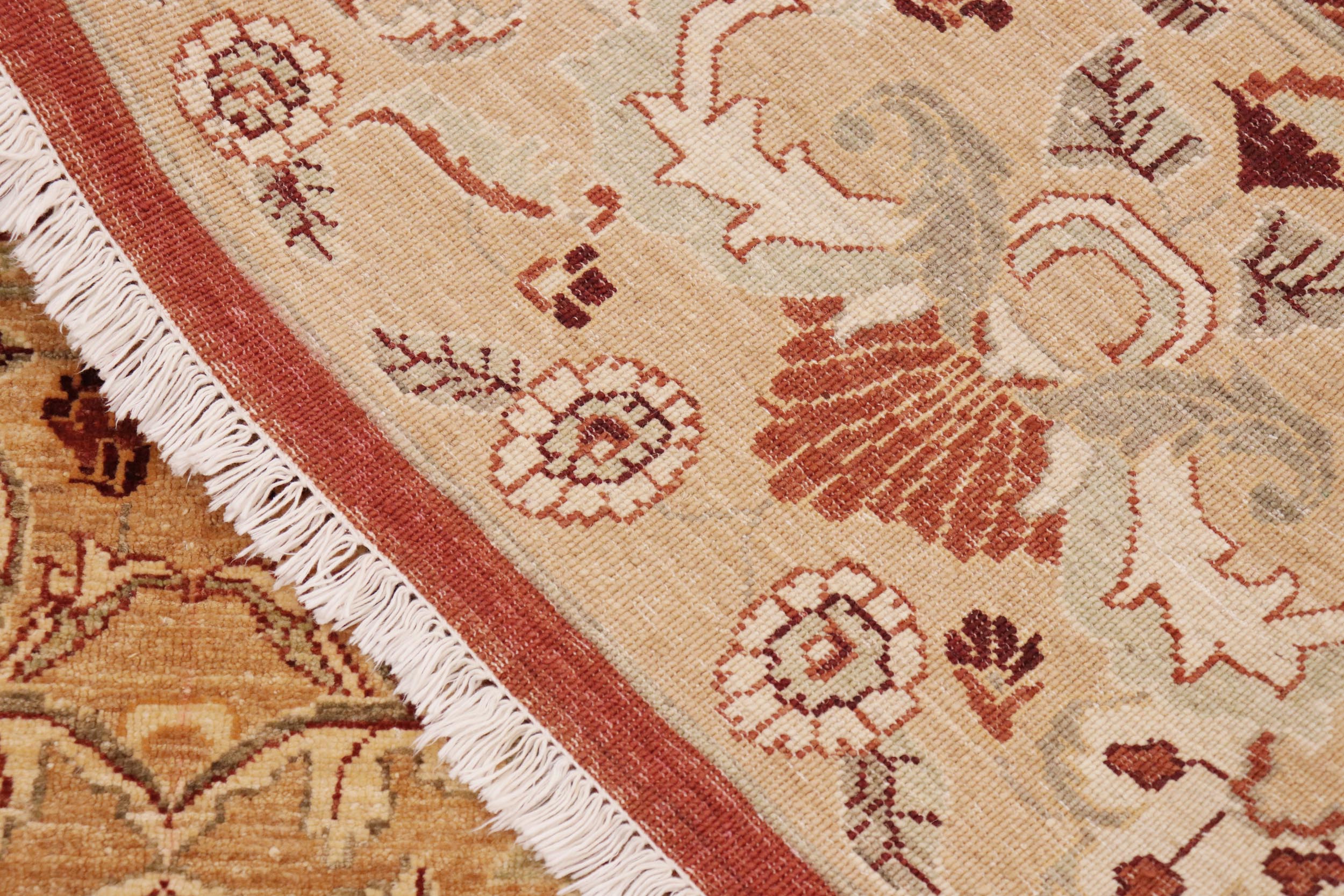 handmade Transitional Kafkaz Rust Gold Hand Knotted RECTANGLE 100% WOOL area rug 9' x 13'