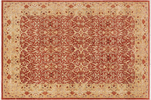 handmade Transitional Kafkaz Rust Gold Hand Knotted RECTANGLE 100% WOOL area rug 9' x 13'