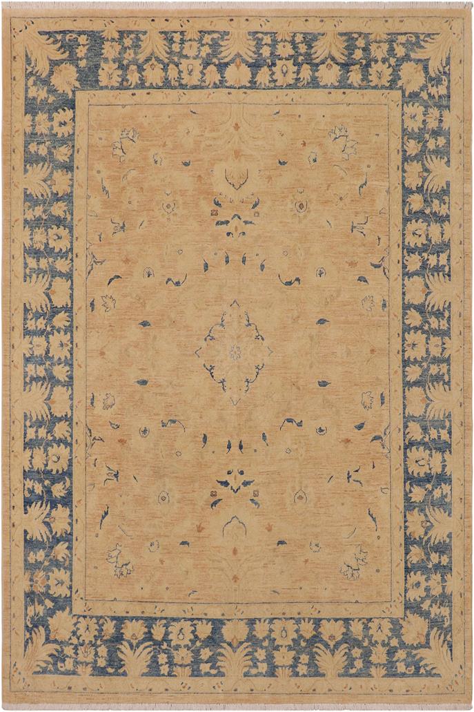 handmade Traditional Kafkaz Tan Blue Hand Knotted RECTANGLE 100% WOOL area rug 9 x 12