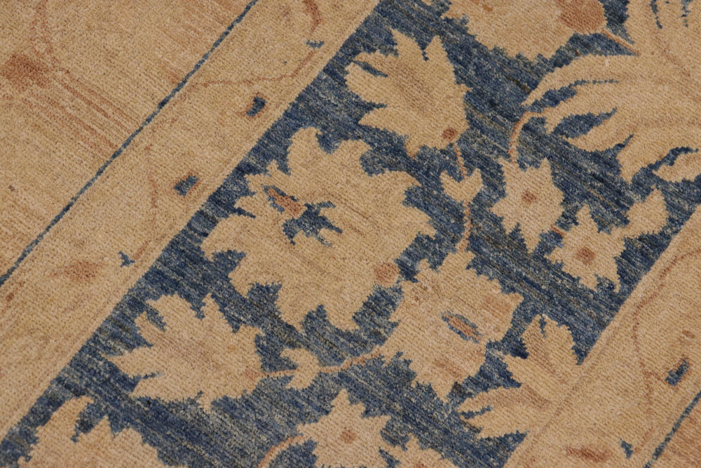 handmade Traditional Kafkaz Tan Blue Hand Knotted RECTANGLE 100% WOOL area rug 9x12