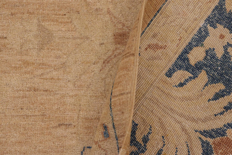 Oriental Ziegler Melda Tan/Blue Hand Knotted Wool Rug - 9'1'' x 11'7''