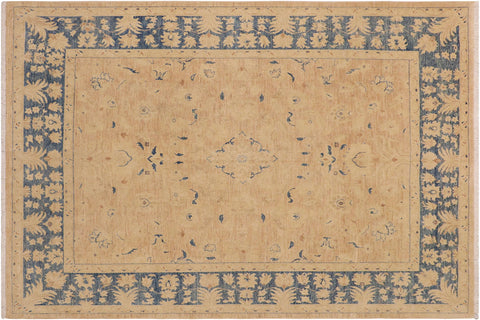Oriental Ziegler Melda Tan/Blue Hand Knotted Wool Rug - 9'1'' x 11'7''