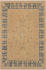handmade Traditional Kafkaz Tan Blue Hand Knotted RECTANGLE 100% WOOL area rug 9 x 12