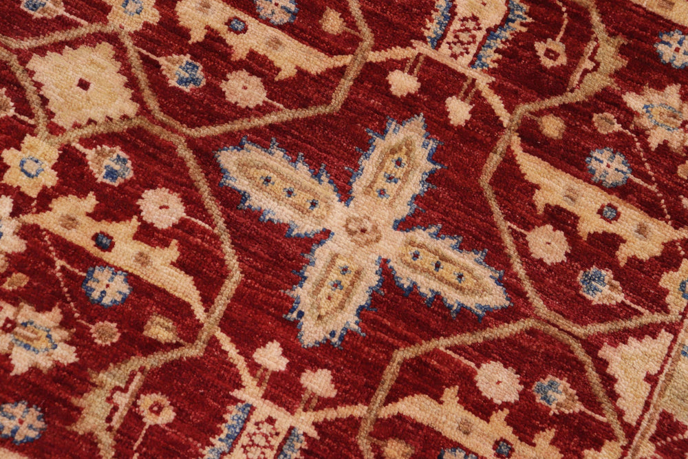handmade Transitional Kafkaz Red Lt. Green Hand Knotted RECTANGLE 100% WOOL area rug 9' x 12'