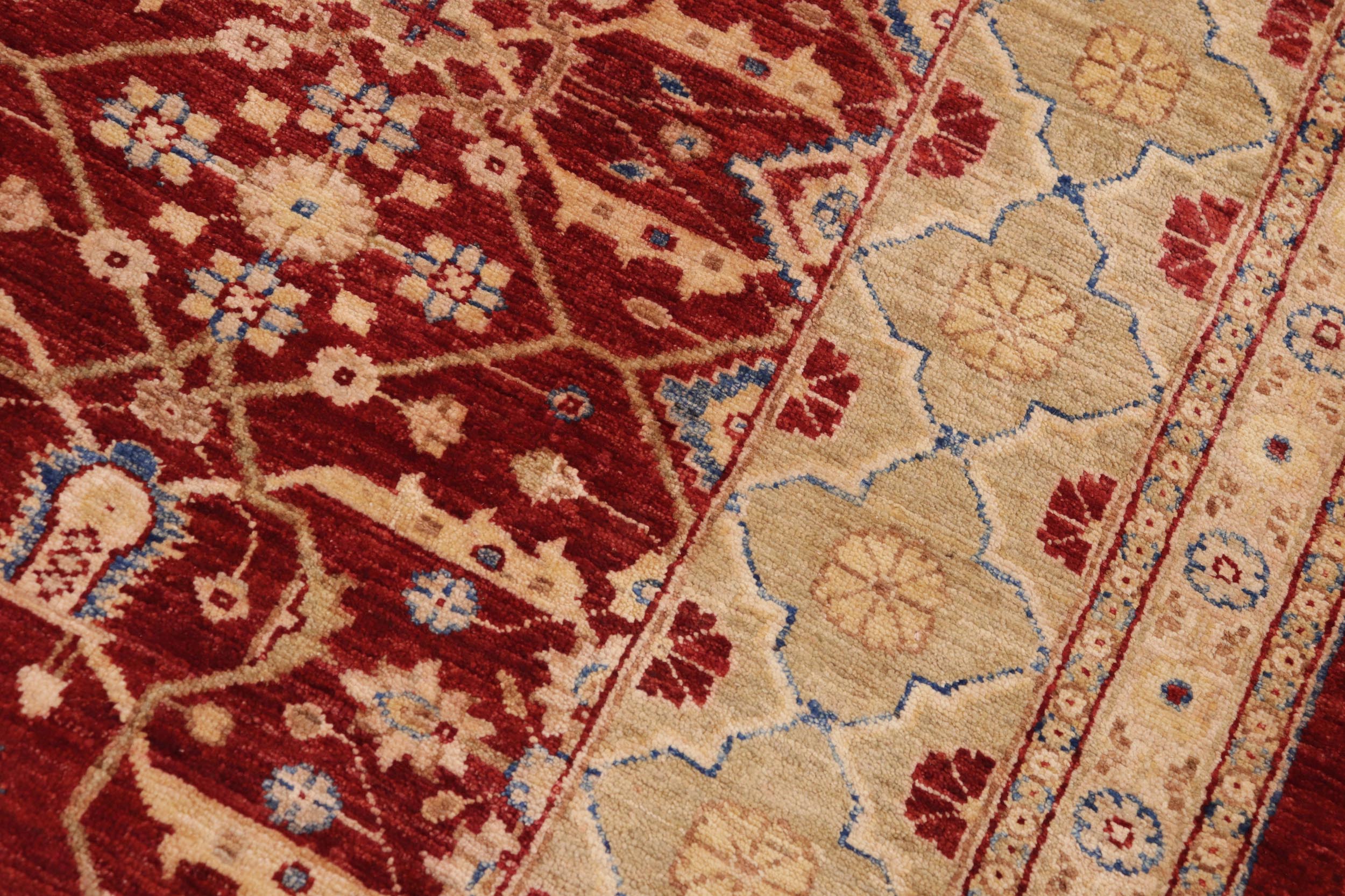 handmade Transitional Kafkaz Red Lt. Green Hand Knotted RECTANGLE 100% WOOL area rug 9' x 12'