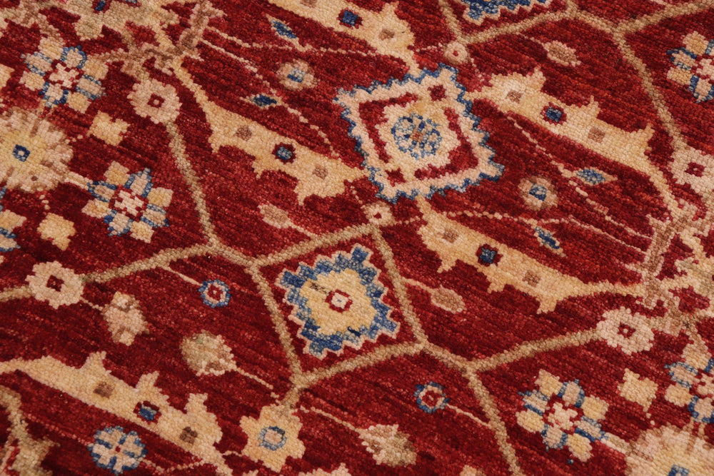 handmade Transitional Kafkaz Red Lt. Green Hand Knotted RECTANGLE 100% WOOL area rug 9' x 12'