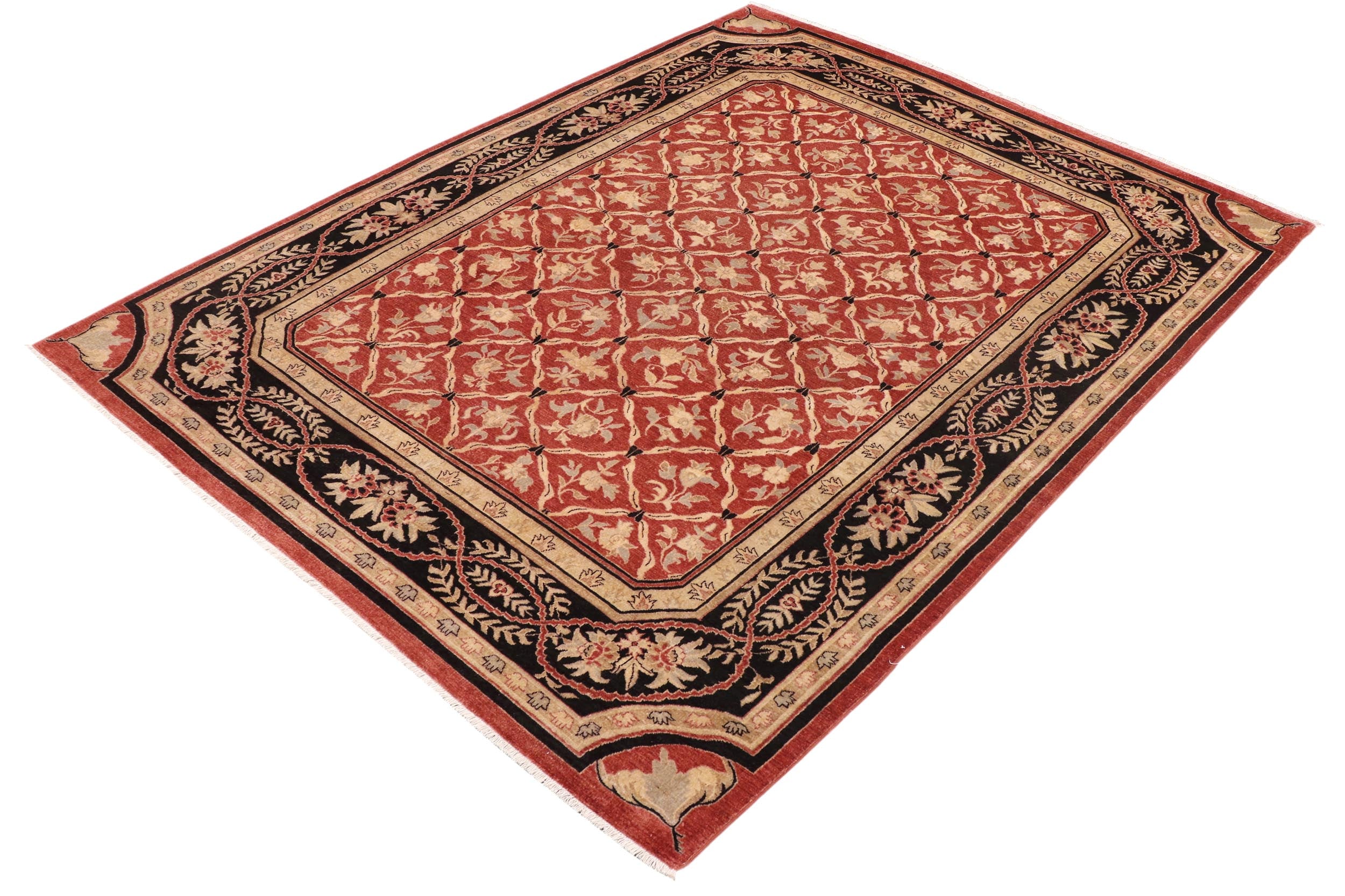 handmade Transitional Kafkaz Red Black Hand Knotted RECTANGLE 100% WOOL area rug 9' x 11'
