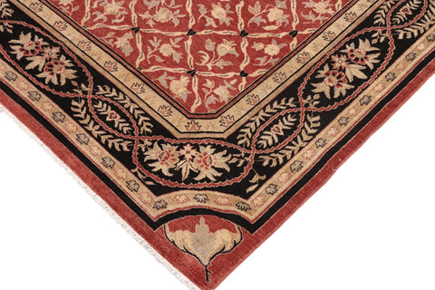 handmade Transitional Kafkaz Red Black Hand Knotted RECTANGLE 100% WOOL area rug 9' x 11'