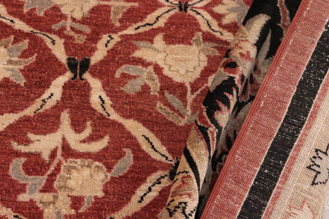 handmade Transitional Kafkaz Red Black Hand Knotted RECTANGLE 100% WOOL area rug 9' x 11'
