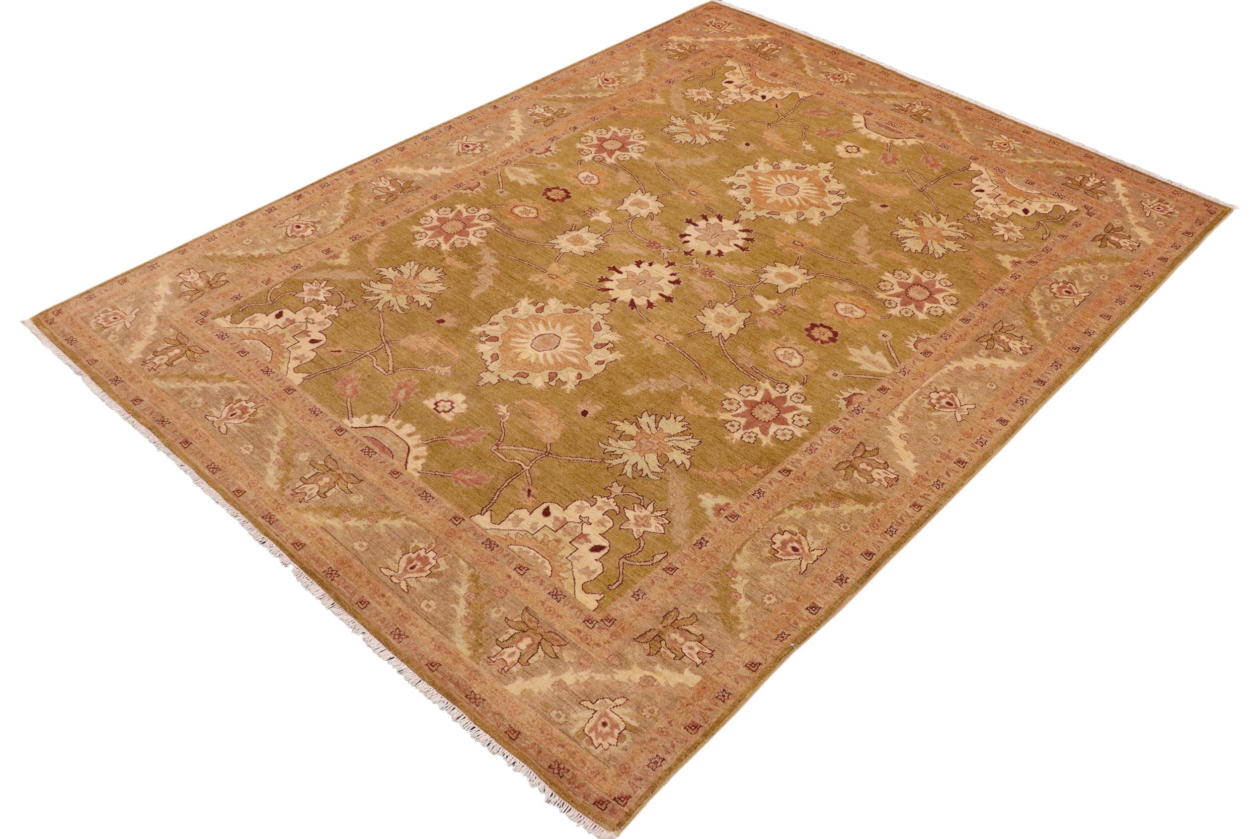 handmade Traditional Kafkaz Green Brown Hand Knotted RECTANGLE 100% WOOL area rug 9x12