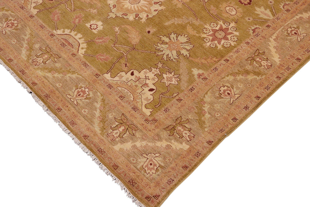 handmade Traditional Kafkaz Green Brown Hand Knotted RECTANGLE 100% WOOL area rug 9x12