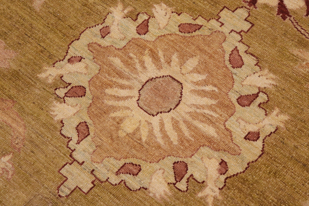 handmade Traditional Kafkaz Green Brown Hand Knotted RECTANGLE 100% WOOL area rug 9x12