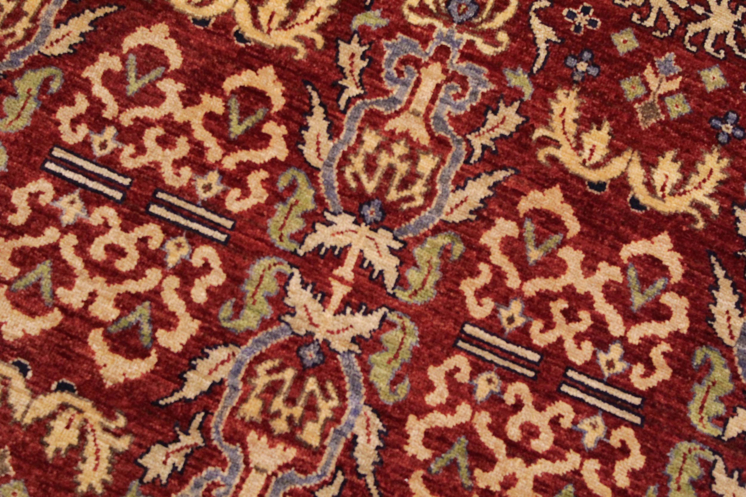 handmade Transitional Kafkaz Red Lt. Green Hand Knotted RECTANGLE 100% WOOL area rug 9' x 12'