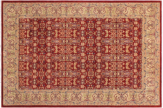 handmade Transitional Kafkaz Red Lt. Green Hand Knotted RECTANGLE 100% WOOL area rug 9' x 12'