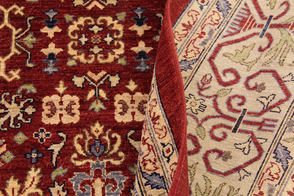 handmade Transitional Kafkaz Red Lt. Green Hand Knotted RECTANGLE 100% WOOL area rug 9' x 12'