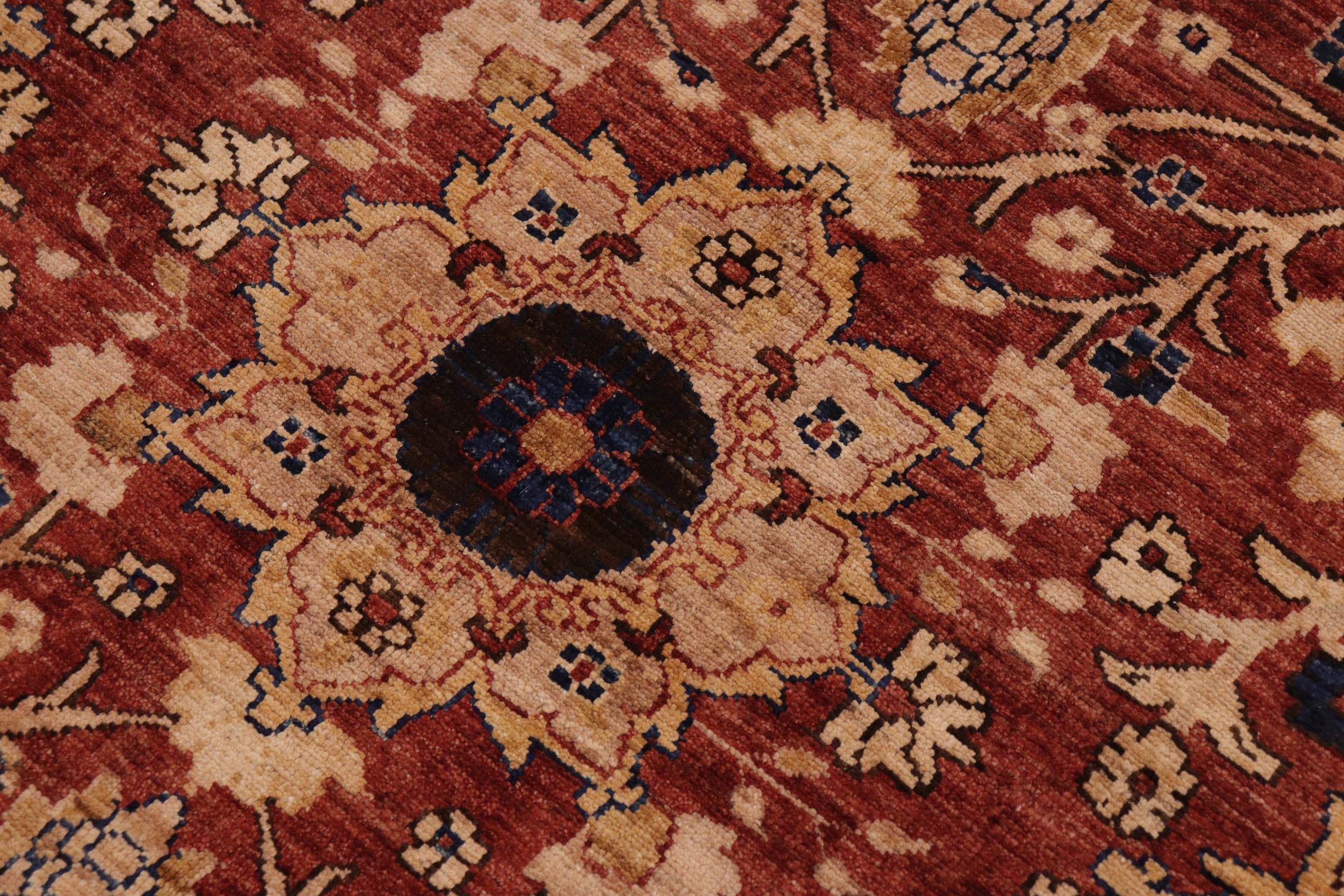 handmade Transitional Kafkaz Rust Blue Hand Knotted RECTANGLE 100% WOOL area rug 10' x 14'