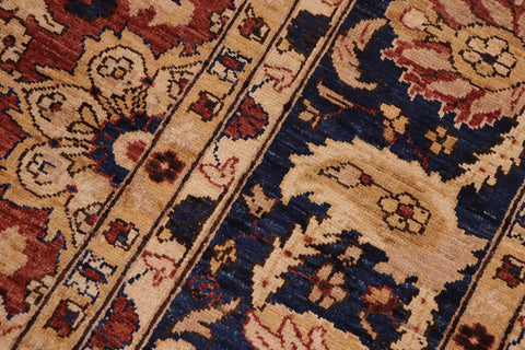 handmade Transitional Kafkaz Rust Blue Hand Knotted RECTANGLE 100% WOOL area rug 10' x 14'