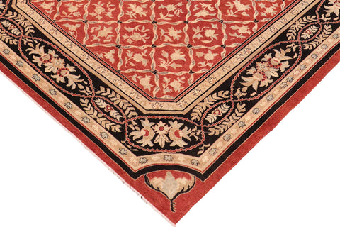 handmade Transitional Kafkaz Red Black Hand Knotted RECTANGLE 100% WOOL area rug 10' x 14'