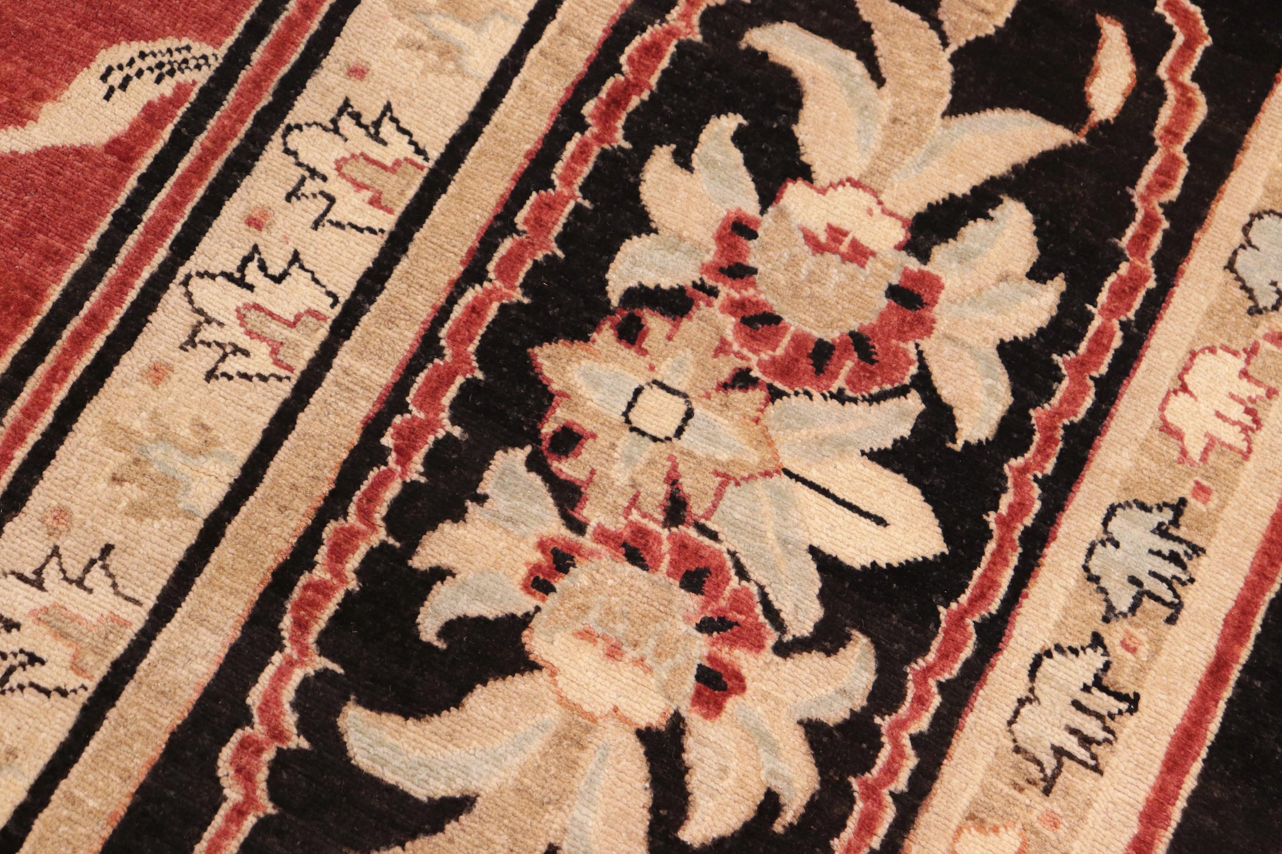handmade Transitional Kafkaz Red Black Hand Knotted RECTANGLE 100% WOOL area rug 10' x 14'
