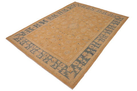 handmade Traditional Kafkaz Tan Lt. Blue Hand Knotted RECTANGLE 100% WOOL area rug 10x14
