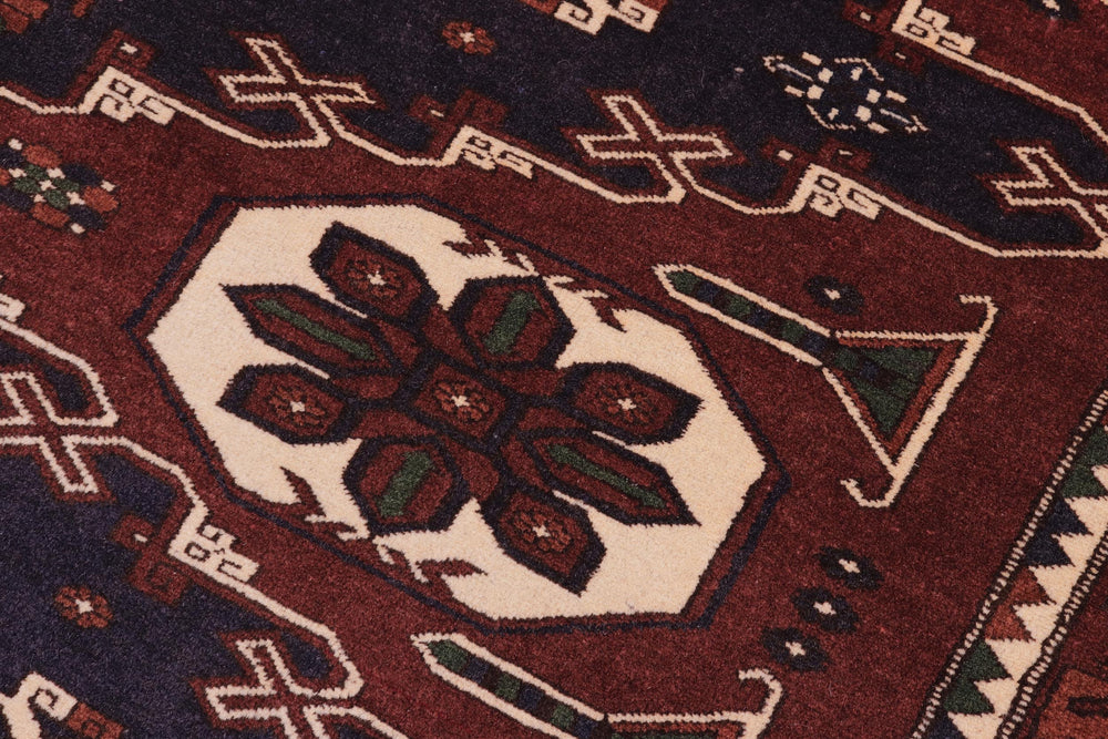 handmade Geometric Kargahi Brown Blue Hand Knotted RECTANGLE 100% WOOL area rug 5x6