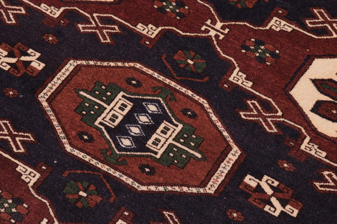 handmade Geometric Kargahi Brown Blue Hand Knotted RECTANGLE 100% WOOL area rug 5x6